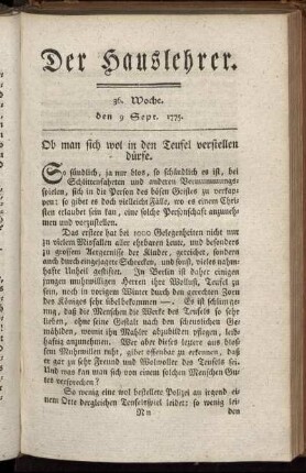 36. Woche, d. 9. Sept. 1775