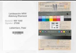 Entnazifizierung Peter Liebermann , geb. 06.11.1896 (Maschinist)