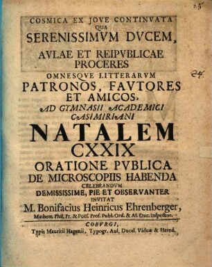 Cosmica ex Iove continuata