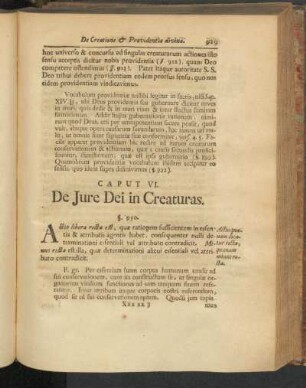 Pars 1, Caput VI. De Jure Dei in Creaturas