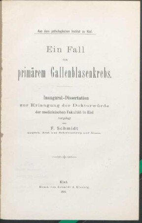Ein Fall von primärem Gallenblasenkrebs