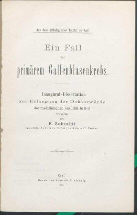 Ein Fall von primärem Gallenblasenkrebs