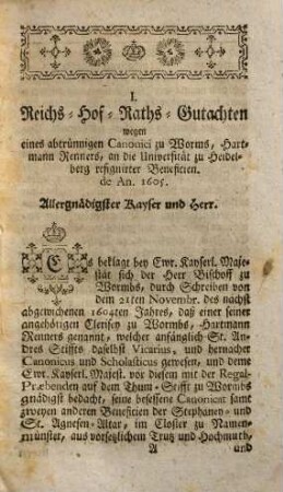 Sammlung von Reichs-Hof-Rathsgutachten. 1