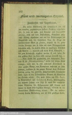 Fünf und zwanzigstes Capitel. Zeitschriften und Tagesblätter