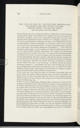 XXIV. Walter Elzes Erinnerungen an George, Wolters, Ewald Volhard, Johann Anton und Walter Anton