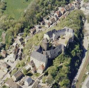 Leisnig. Burg Mildenstein. Luftbild-Schrägaufnahme von Südosten