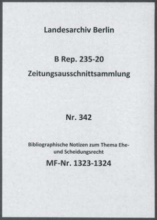 Bibliographische Notizen zum Thema Ehe- und Scheidungsrecht