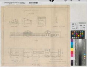 Velen (Velen) Schloß Gewächshaus Lageplan, Schnitte, Grundriß, Ansicht 1920 1 : 100/1250 42,5 x 48,5 Bleistiftzeichnung Landsberg-Velensches Bauamt Landsberg-Velen