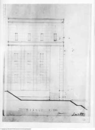 Stegreifprobe - Wasserturm, Aufriss der Seitenfront