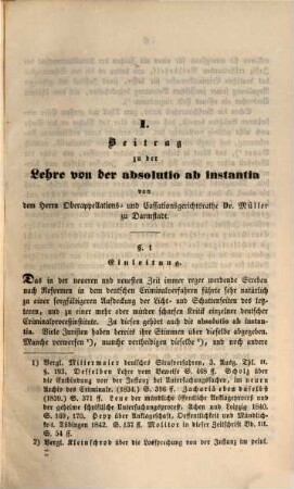 Zeitschrift für deutsches Strafverfahren einschließlich des Gefängniswesens. 1. 1844
