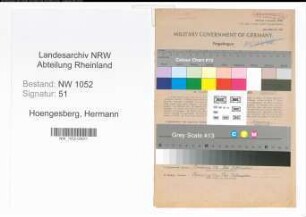 Entnazifizierung Hermann Hoengesberg , geb. 21.06.1902 (Verwaltungsbeamter)