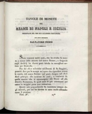 TAVOLE DI MONETE