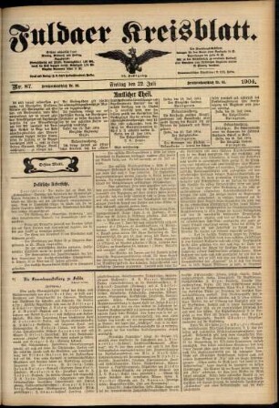 Erste Ausgabe vom Freitag, den 22. Juli 1904.