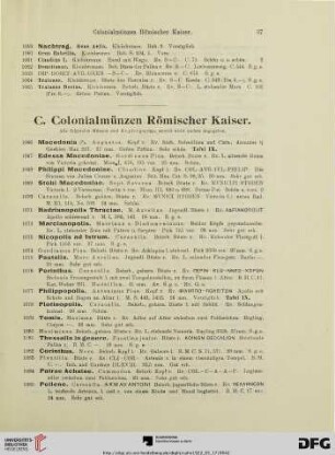 C. Colonialmünzen Römischer Kaiser (Nr. 1066-1241)