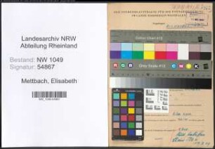 Entnazifizierung Elisabeth Mettbach , geb. 19.04.1909 ()