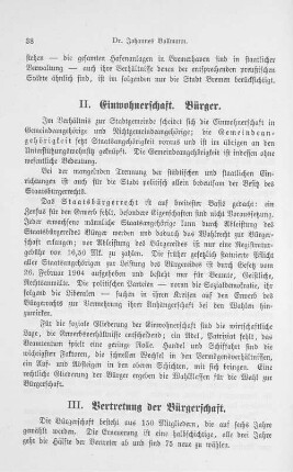 II. Einwohnerschaft. Bürger.