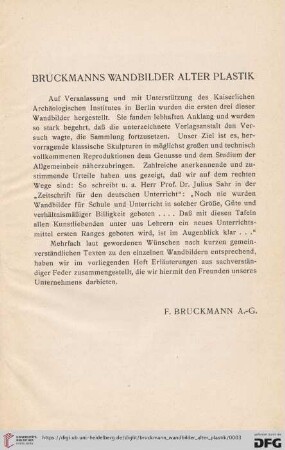 Bruckmanns Wandbilder alter Plastik