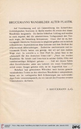 Bruckmanns Wandbilder alter Plastik