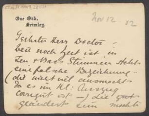 Brief an Ludwig Strecker  und B. Schott's Söhne : 12.11.1902