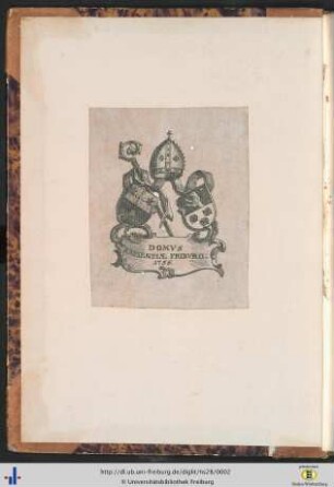 Exlibris: Collegium Sapientiae Freiburg im Breisgau von 1756.