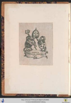 Exlibris: Collegium Sapientiae Freiburg im Breisgau von 1756.