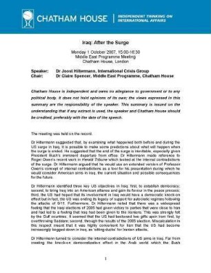 Iraq: after the surge