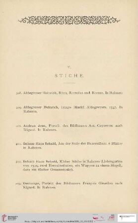 V. Stiche (Nr. 398 - 419)