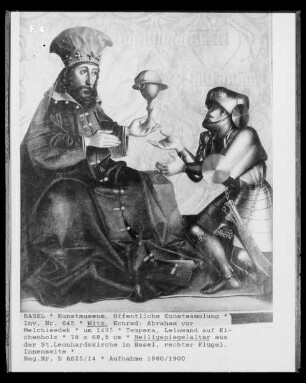 Heilspiegel-Altar, rechter Flügel, Innenseite: Abraham vor Melchisedek