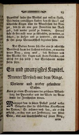 Ein und Zwanzigstes Kapitel. Neunter Versuch mit dem Ringe.
