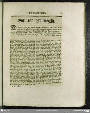 Von den Raubvögeln