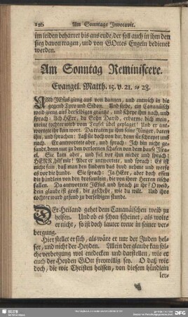 Am Sonntag Reminiscere. Evangel. Matth. 15. v. 21-28
