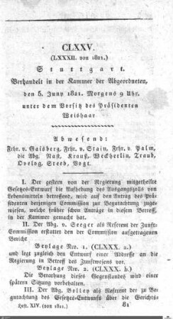 175. Sitzung, Stuttgart, 5.6.1821