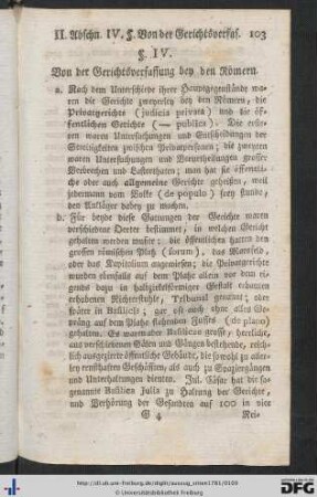 IV. Von der Gerichtsverfassung bey den Römern.
