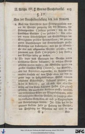 IV. Von der Gerichtsverfassung bey den Römern.