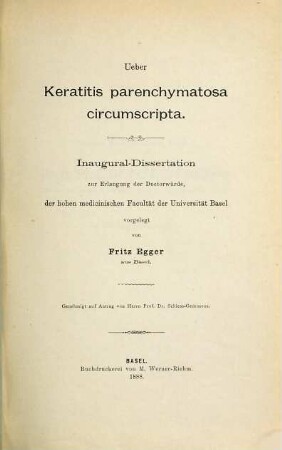 Ueber Keratitis parenchymatosa circumscripta : Inaug. Diss.