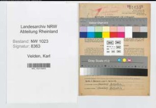 Entnazifizierung Karl Velden , geb. 17.10.1894 ()