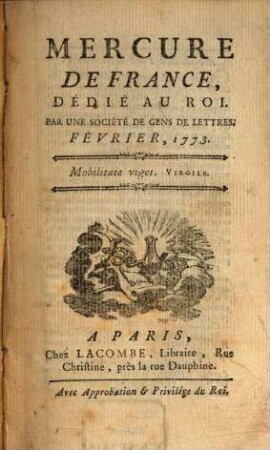 Mercure de France. 1773, 2