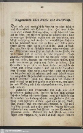 Allgemeines über Küche und Kochkunst