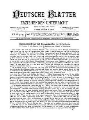 Nationalerziehung und Humanitätsidee vor 100 Jahren : (Schluß)