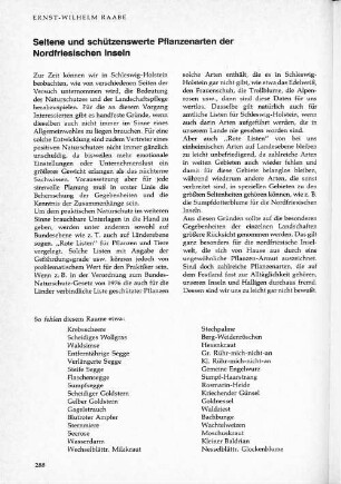 Seltene und schützenswerte Pflanzenarten der Nordfriesischen Inseln