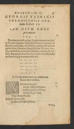 Georgii Fabricii Chemnicensis Odarum Liber II.