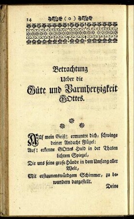 Betrachtung ueber die Güte und Barmherzigkeit Gottes.