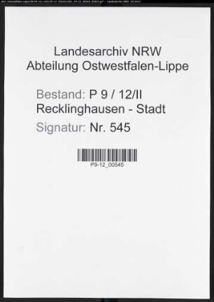 Namensverzeichnis Recklinghausen - Stadt II, Todesfälle