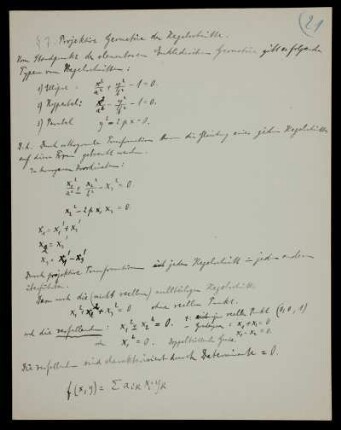 § 7. Projektive Geometrie der Kegelschnitte.