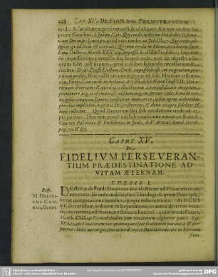 Caput XV. De Fidelium Perseverantium Praedestinatione Ad Vitam Aeternam
