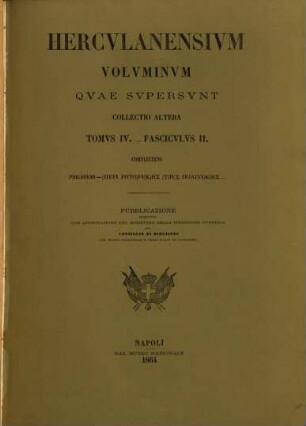 Herculanensium voluminum quae supersunt. Collectio altera. 4. 1864, Fasc. 2