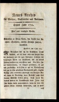 Fünf und dreyssigste Woche