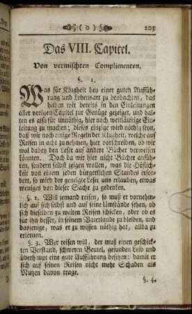 Das VIII. Capitel. Von vermischten Complimenten.