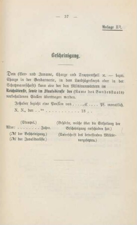 Anlage E2. Bescheinigung