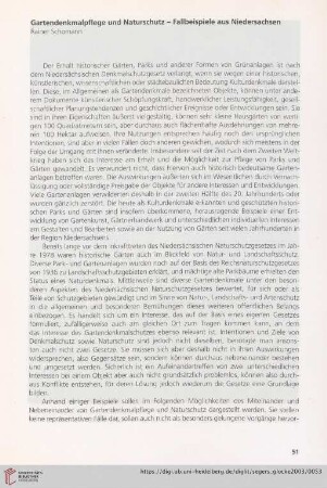 Gartendenkmalpflege und Naturschutz - Fallbeispiele aus Niedersachsen